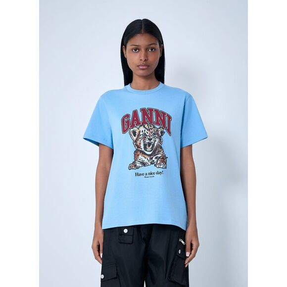 GANNI Sweaters - Ganni Women Logo Motif T-Shirt